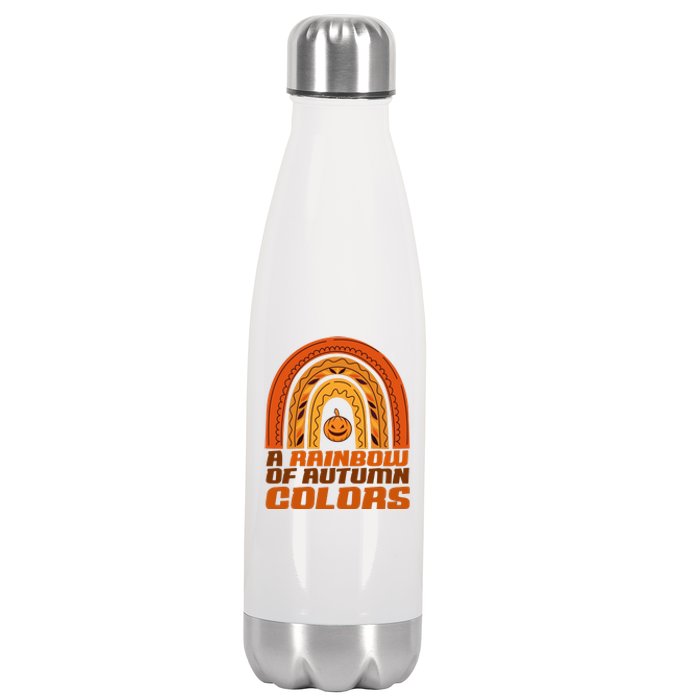 A Rainbow Of Autumn Colors Halloween Pumpkin Stainless Steel Insulated Water Bottle