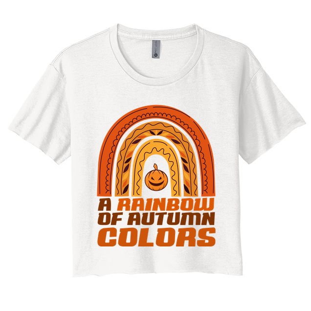 A Rainbow Of Autumn Colors Halloween Pumpkin Crop Top