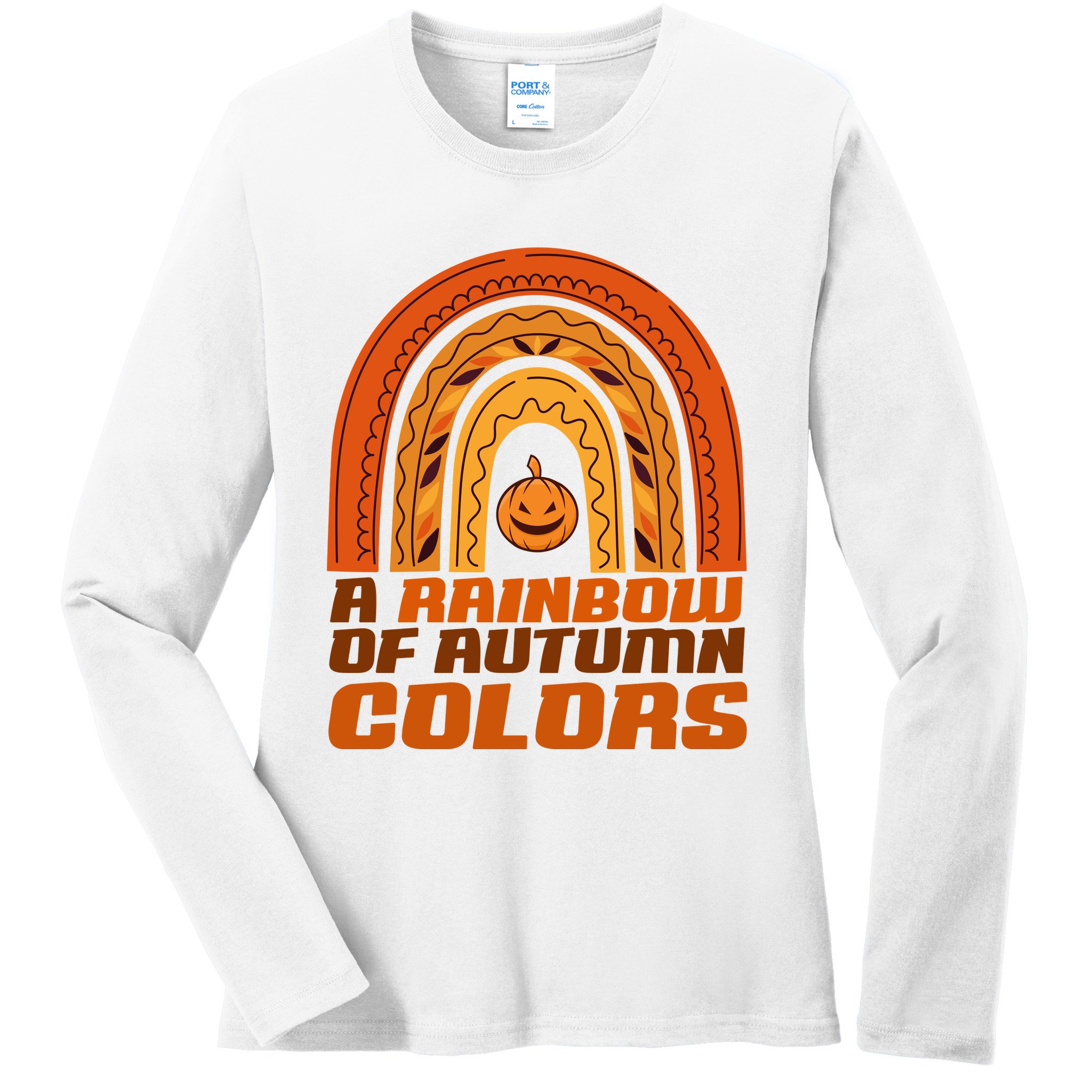 A Rainbow Of Autumn Colors Halloween Pumpkin Ladies Long Sleeve Shirt