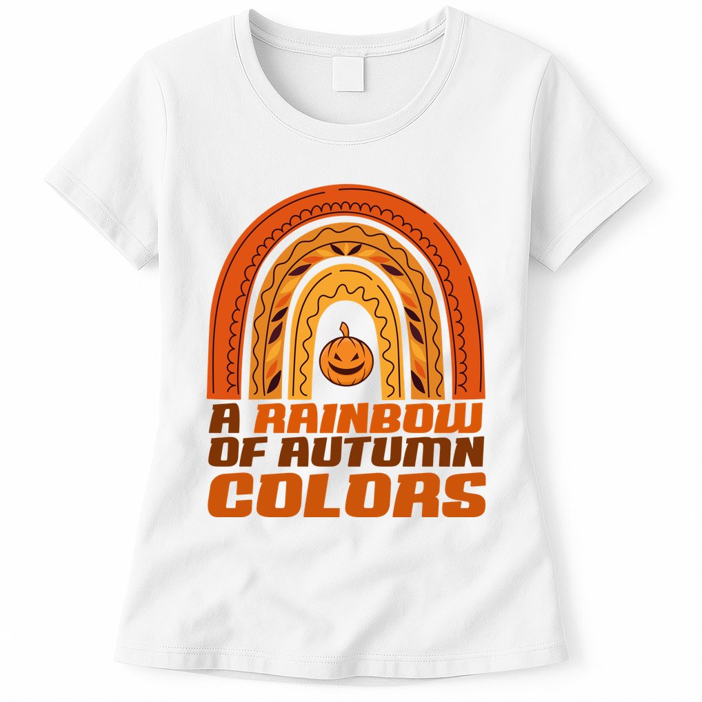 A Rainbow Of Autumn Colors Halloween Pumpkin Womens T-Shirt
