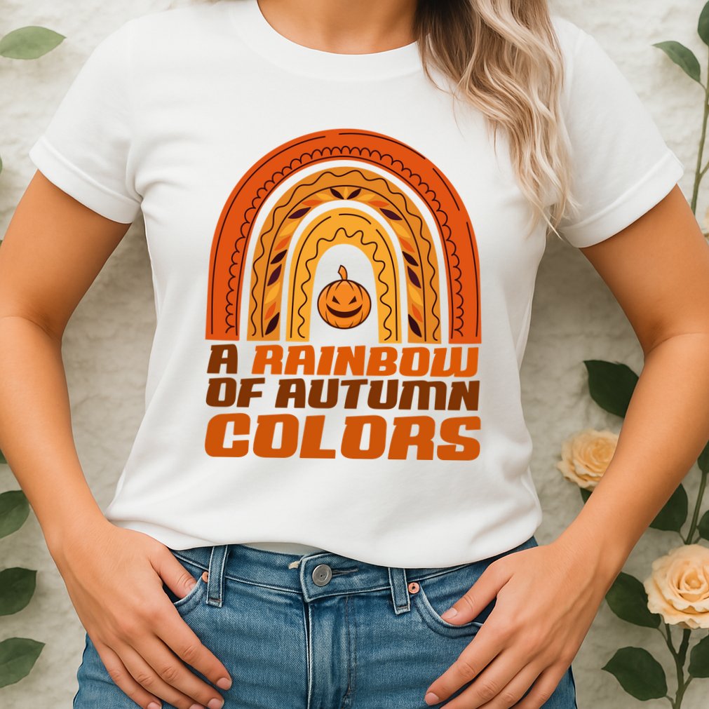 A Rainbow Of Autumn Colors Halloween Pumpkin Womens T-Shirt