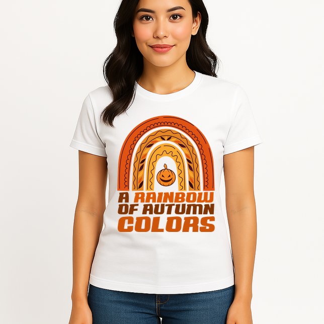 A Rainbow Of Autumn Colors Halloween Pumpkin Womens T-Shirt