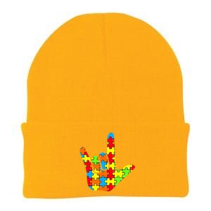 Autism Rock On Hand Knit Cap Winter Beanie