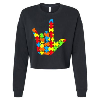 Autism Rock On Hand Cropped Pullover Crew