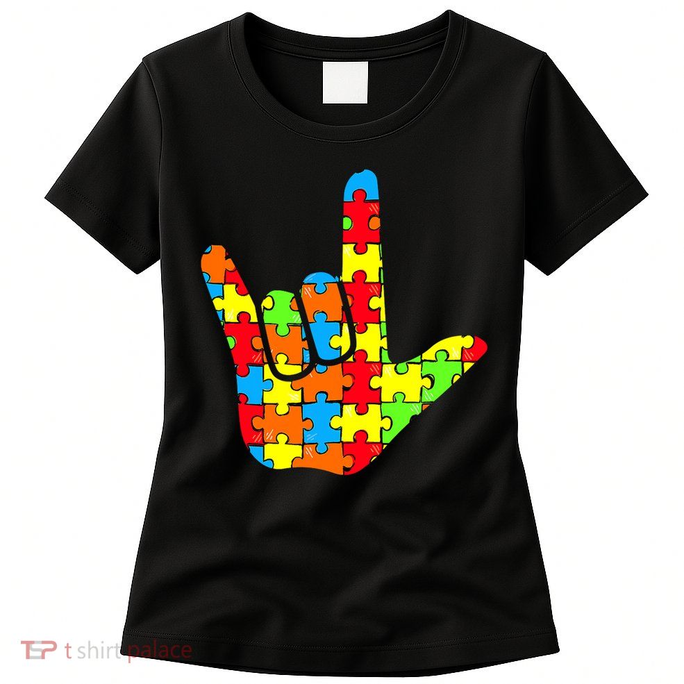 Autism Rock On Hand Womens T-Shirt