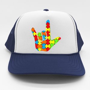 Autism Rock On Hand Trucker Hat