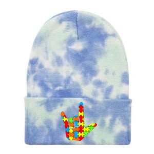 Autism Rock On Hand Tie Dye 12in Knit Beanie