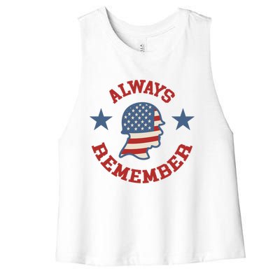 Always Remember Patriotic Veteran Soldier Honor Gift Women's Racerback Cropped Tank