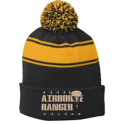 Airborne Ranger Paratrooper Army Stripe Pom Pom Beanie