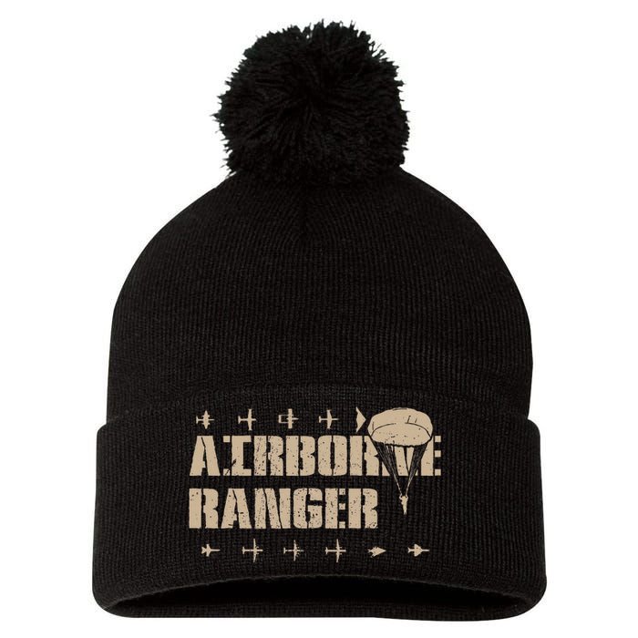 Airborne Ranger Paratrooper Army Pom Pom 12in Knit Beanie