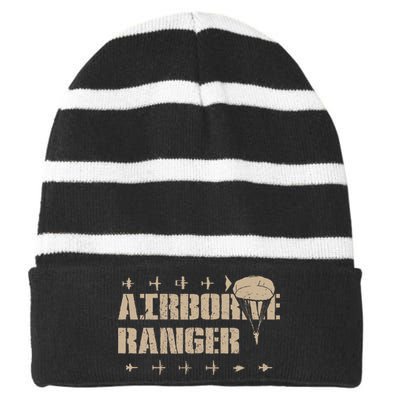 Airborne Ranger Paratrooper Army Striped Beanie with Solid Band