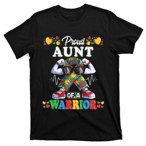 Autistic Ribbon Puzzle Aunt of Autism Awareness Warrior T-Shirt