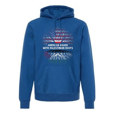 American Raised Palestinian Roots Usa Gaza Palestine Flag Premium Hoodie