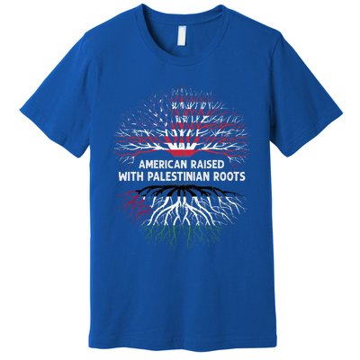 American Raised Palestinian Roots Usa Gaza Palestine Flag Premium T-Shirt