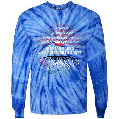 American Raised Palestinian Roots Usa Gaza Palestine Flag Tie-Dye Long Sleeve Shirt