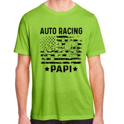 Auto Racing Papi Dad Usa Flag 4th Of July Gift Adult ChromaSoft Performance T-Shirt