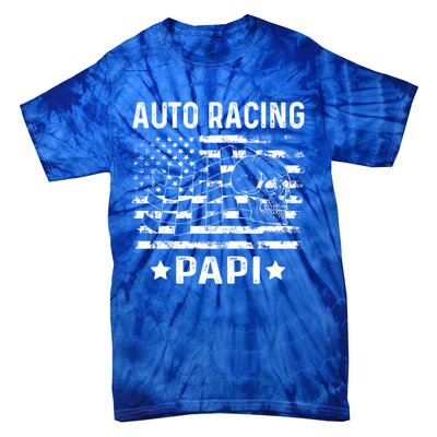 Auto Racing Papi Dad Usa Flag 4th Of July Gift Tie-Dye T-Shirt