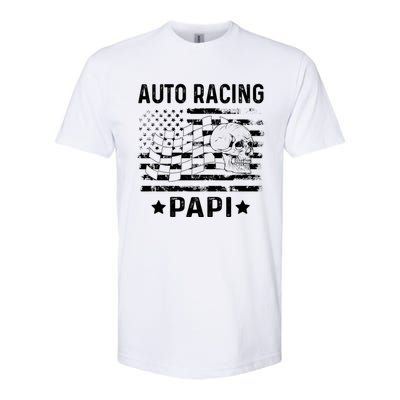 Auto Racing Papi Dad Usa Flag 4th Of July Gift Softstyle CVC T-Shirt