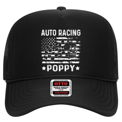 Auto Racing Poppy Dad Usa Flag 4th Of July Gift Trucker Hat