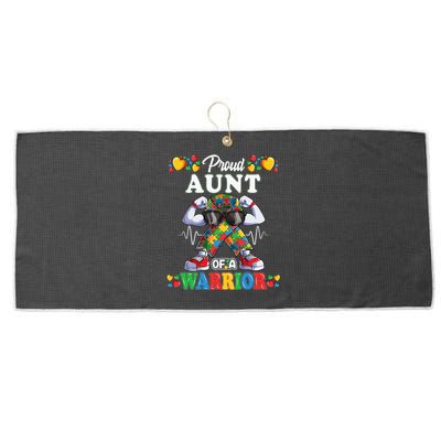 Autistic Ribbon Puzzle Aunt of Autism Awareness Warrior Large Microfiber Waffle Golf Towel