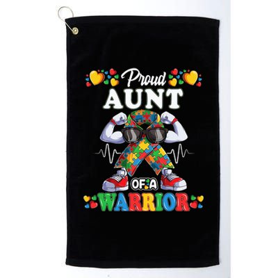 Autistic Ribbon Puzzle Aunt of Autism Awareness Warrior Platinum Collection Golf Towel