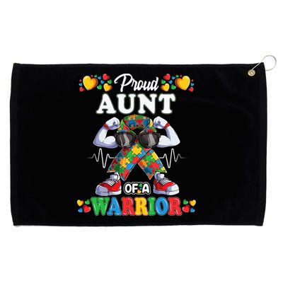 Autistic Ribbon Puzzle Aunt of Autism Awareness Warrior Grommeted Golf Towel