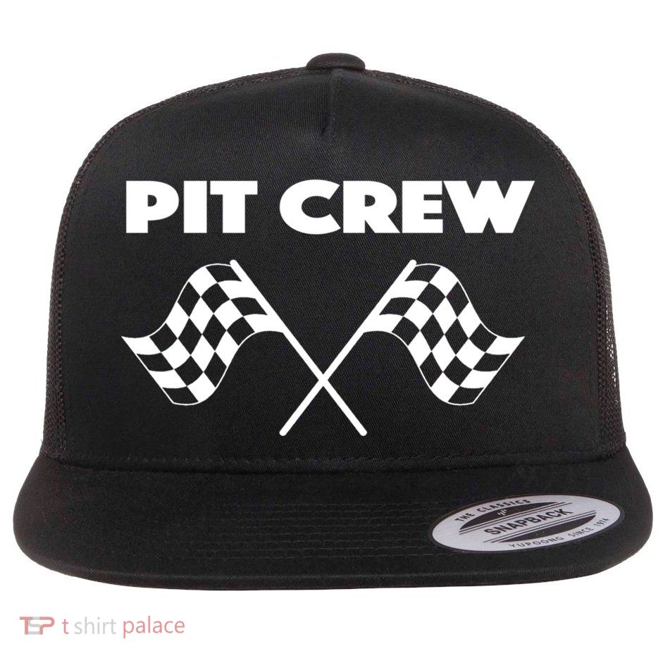 Auto Racing Pit Crew Funny Gift Flat Bill Trucker Hat