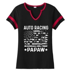 Auto Racing Papaw Grandpa Usa Flag 4th Of July Gift Ladies Halftime Notch Neck Tee