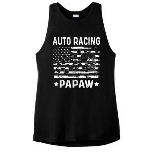 Auto Racing Papaw Grandpa Usa Flag 4th Of July Gift Ladies PosiCharge Tri-Blend Wicking Tank