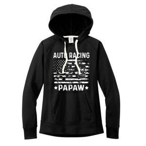 Auto Racing Papaw Grandpa Usa Flag 4th Of July Gift Women's Fleece Hoodie