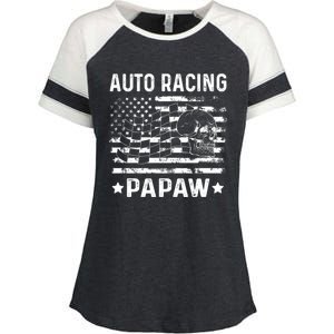 Auto Racing Papaw Grandpa Usa Flag 4th Of July Gift Enza Ladies Jersey Colorblock Tee