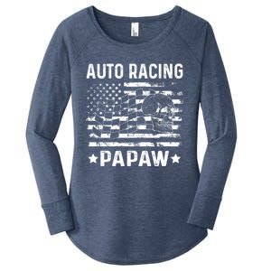 Auto Racing Papaw Grandpa Usa Flag 4th Of July Gift Women's Perfect Tri Tunic Long Sleeve Shirt