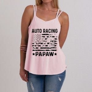 Auto Racing Papaw Grandpa Usa Flag 4th Of July Gift Women's Strappy Tank