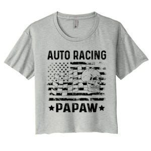 Auto Racing Papaw Grandpa Usa Flag 4th Of July Gift Women's Crop Top Tee