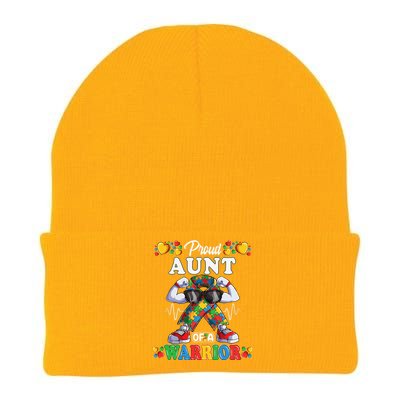 Autistic Ribbon Puzzle Aunt Of Autism Awareness Warrior Knit Cap Winter Beanie