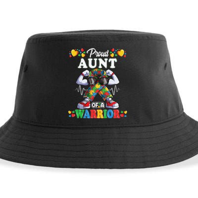 Autistic Ribbon Puzzle Aunt Of Autism Awareness Warrior Sustainable Bucket Hat