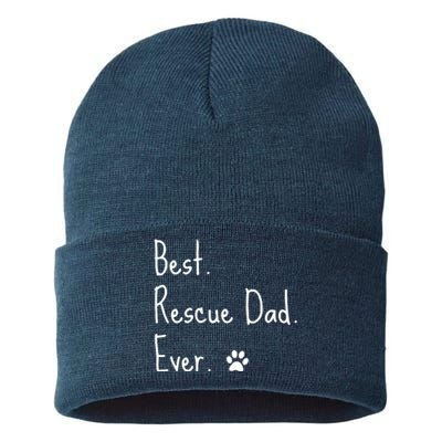 Animal Rescue Quote Cat Dog Best Dad Ever Paw Love Design Sustainable Knit Beanie