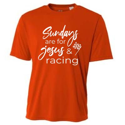 Auto Racing Quote Sundays Are For Jesus And Racing Gift Cooling Performance Crew T-Shirt