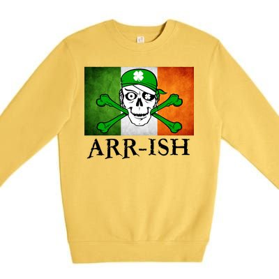 Arr-ish Irish Pirate St. Patrick's Day Flag Premium Crewneck Sweatshirt