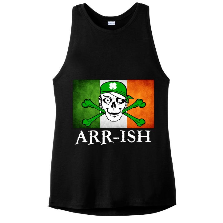 Arr-ish Irish Pirate St. Patrick's Day Flag Ladies PosiCharge Tri-Blend Wicking Tank