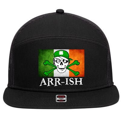 Arr-ish Irish Pirate St. Patrick's Day Flag 7 Panel Mesh Trucker Snapback Hat