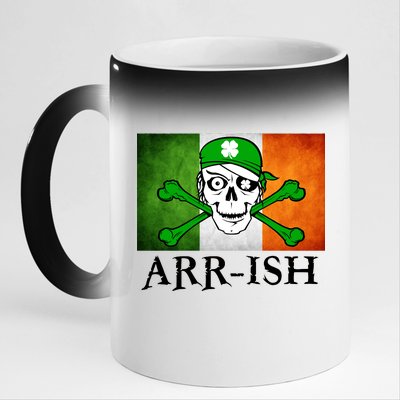 Arr-ish Irish Pirate St. Patrick's Day Flag 11oz Black Color Changing Mug