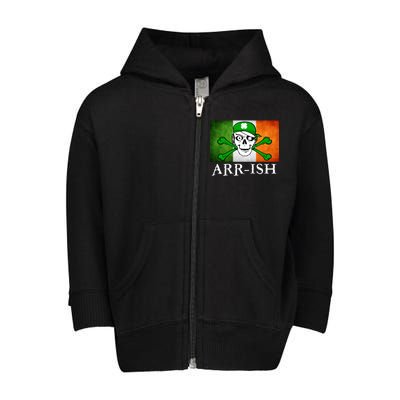 Arr-ish Irish Pirate St. Patrick's Day Flag Toddler Zip Fleece Hoodie