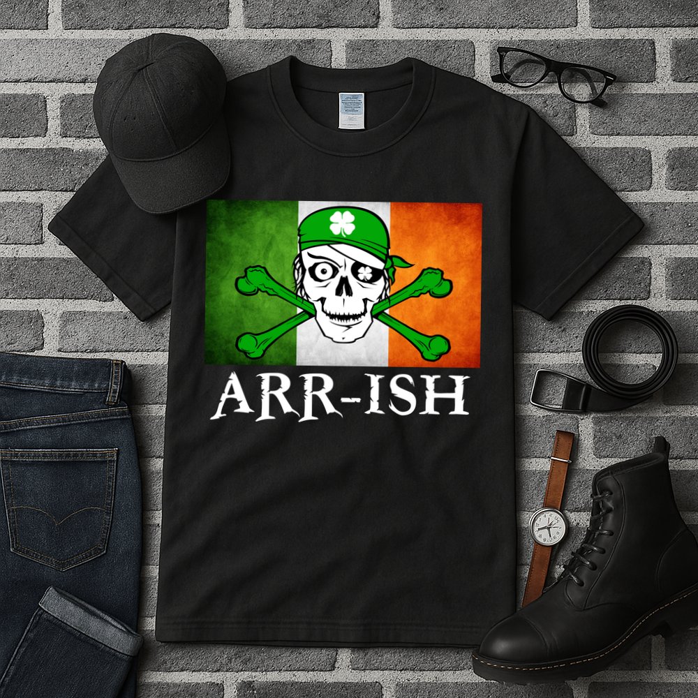 Arr-ish Irish Pirate St. Patrick's Day Flag Tall T-Shirt