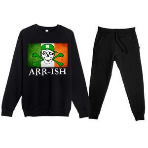 Arr-ish Irish Pirate St. Patrick's Day Flag Premium Crewneck Sweatsuit Set