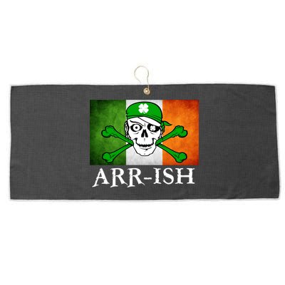 Arr-ish Irish Pirate St. Patrick's Day Flag Large Microfiber Waffle Golf Towel