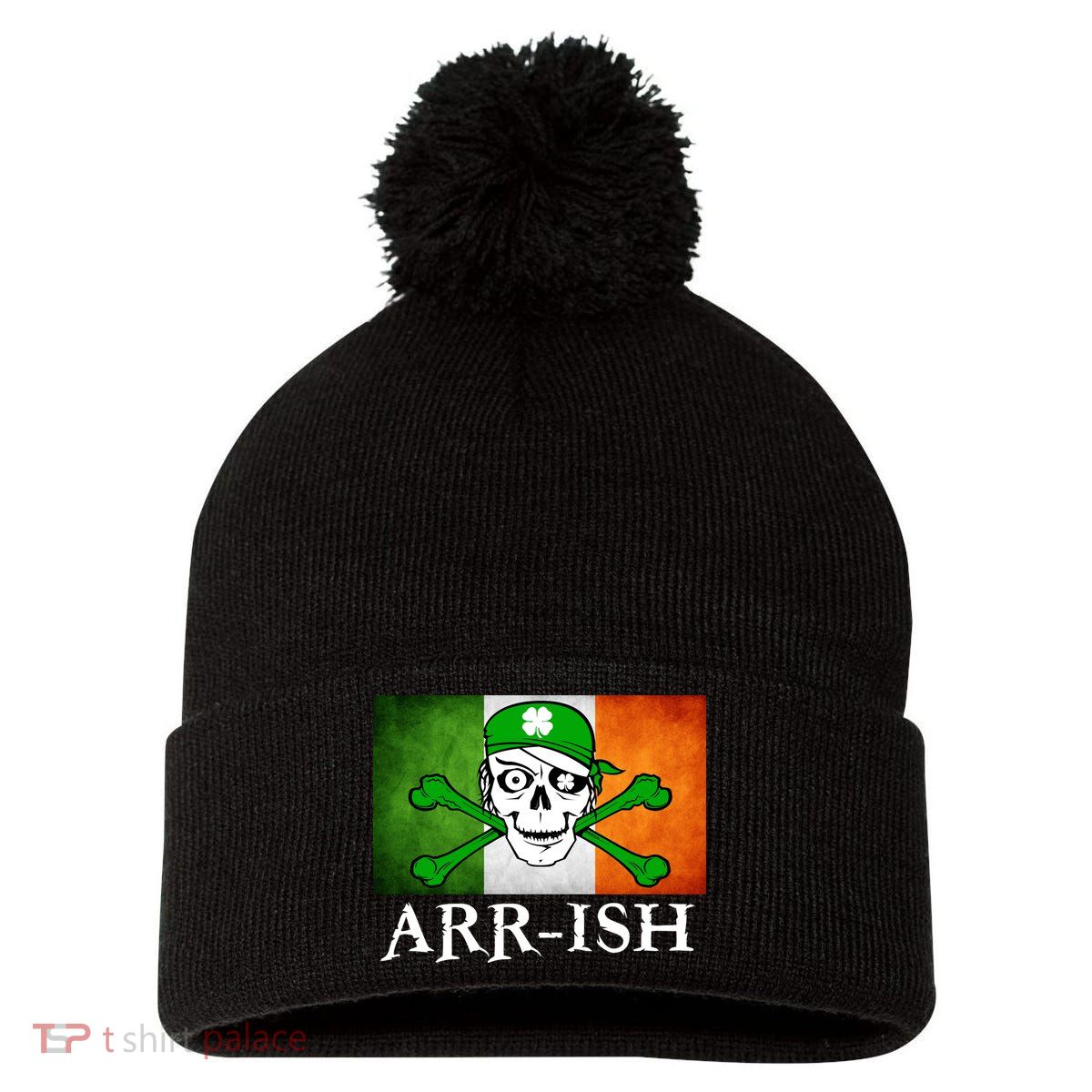 Arr-ish Irish Pirate St. Patrick's Day Flag Pom Pom 12in Knit Beanie