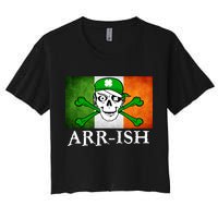 Arr-ish Irish Pirate St. Patrick's Day Flag Women's Crop Top Tee