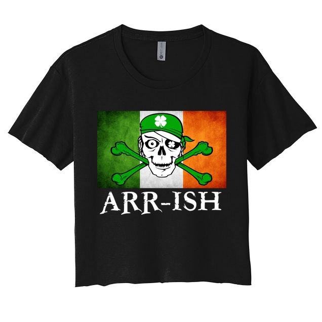 Arr-ish Irish Pirate St. Patrick's Day Flag Women's Crop Top Tee