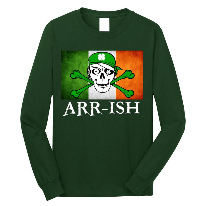 Arr-ish Irish Pirate St. Patrick's Day Flag Long Sleeve Shirt